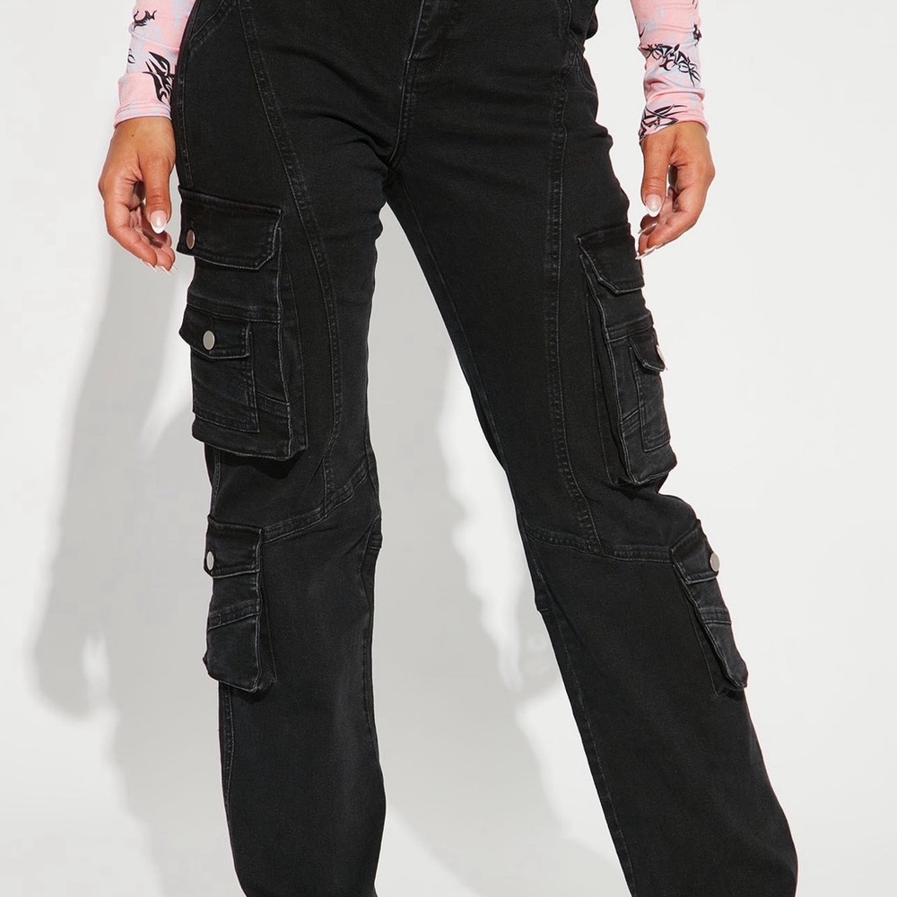 Tall Mulholland Drive 90's Cargo Straight Leg Jeans - Black Wash